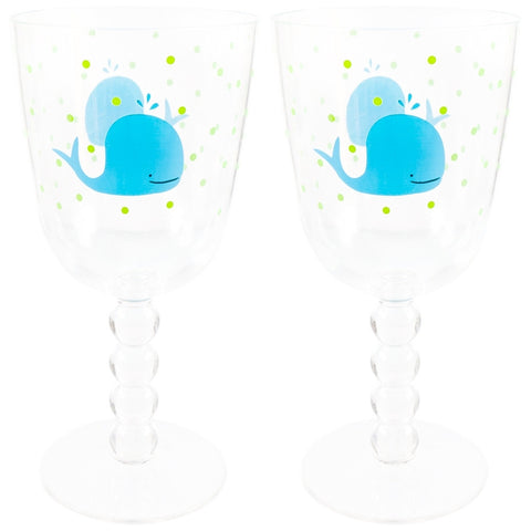 Whale Swimming Set Of Two Acrylic Wine Glasses