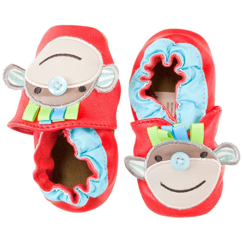 Monkey Button Nose Leather and Suede Flexible Infant Shoes