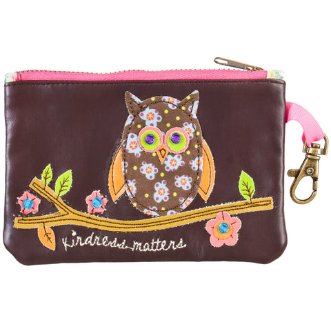 Owl Kindness Matters Vegan Leather ID Pouch