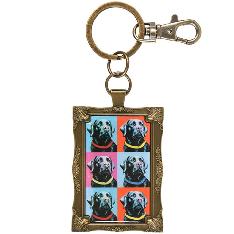 Black Labrador Woofhol Framed Keychain