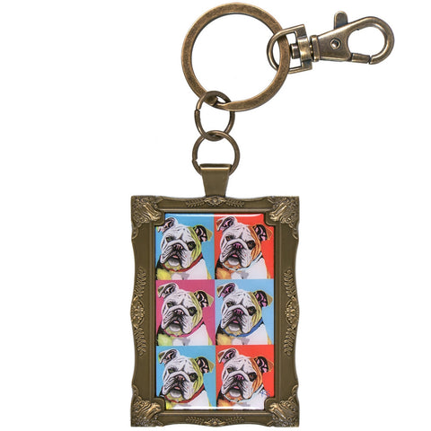 Bulldog Woofhol Framed Keychain