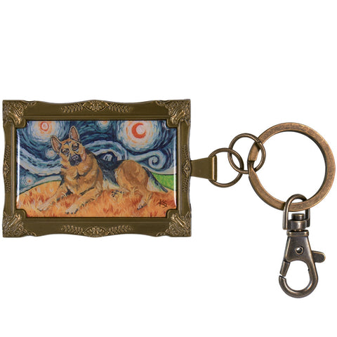 German Shepherd Van Growl Framed Keychain