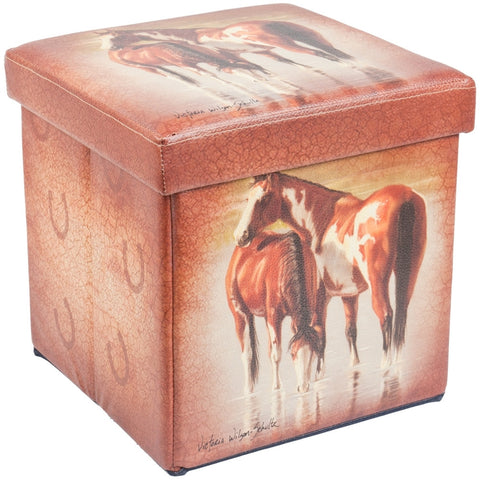 Horses In River Small Storage Footstool