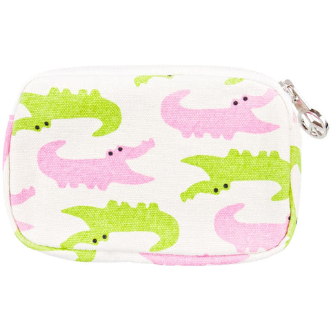 Alligator Pink & Green Chomping Wristlet