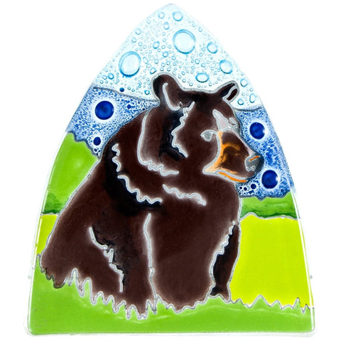 Grizzly Bear in Woods Fused Glass Nightlight Cover