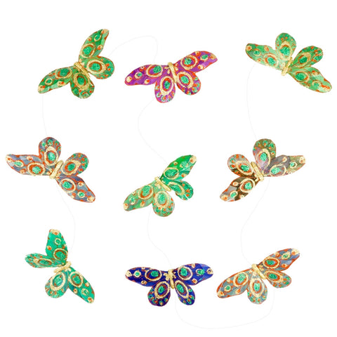 Butterfly Bodies Shades of Green Glitter Garland