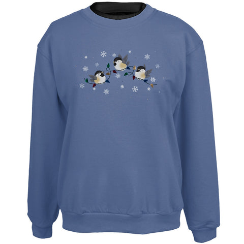 Chickadees Snowflake Lights Women's Crew Neck Sweatshirt
