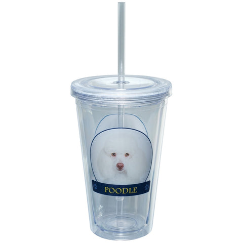 Poodle Profile Plastic Pint Cup With Straw