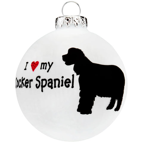 Cocker Spaniel I Heart Round Glass Ornament