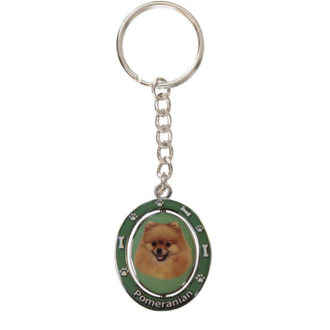 Pomeranian Portrait Oval Metal Keychain
