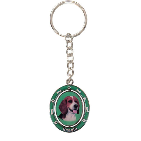 Beagle Portrait Oval Metal Keychain