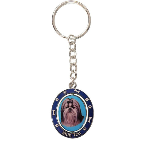 Shih Tzu Portrait Oval Metal Keychain