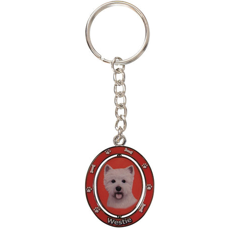West Highland Terrier Portrait Oval Metal Keychain