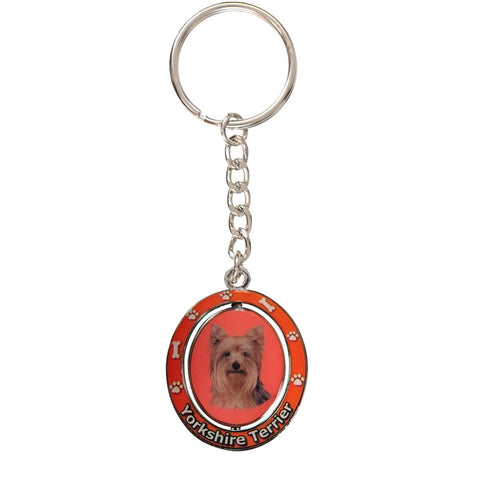 Yorkshire Terrier Portrait Oval Metal Keychain