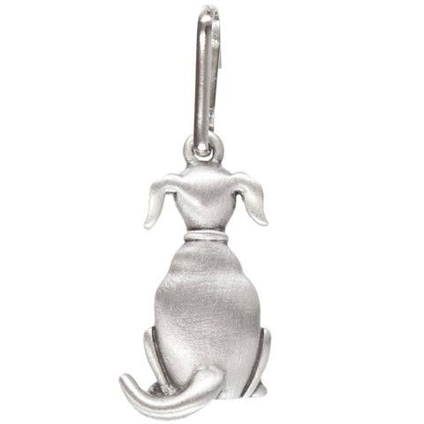 Dog Sitting Back View Pewter Zipper Pull
