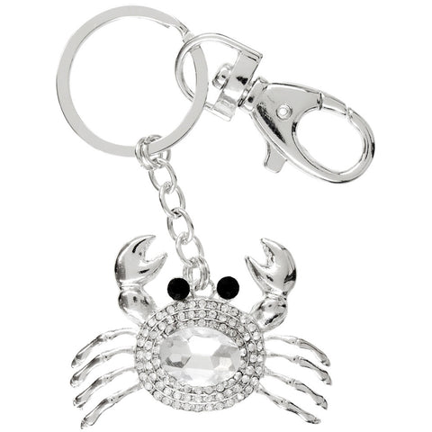 Crab Gemmed Body Claw Clip Keychain