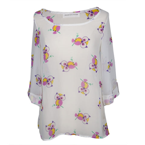 Owl on a Branch All-Over Women's Blouse