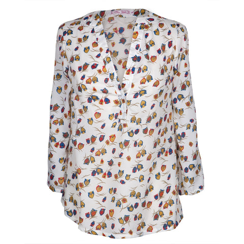 Owls on a Branch All-Over Women's Long Sleeve Blouse
