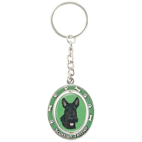 Scottish Terrier Portrait Oval Metal Keychain