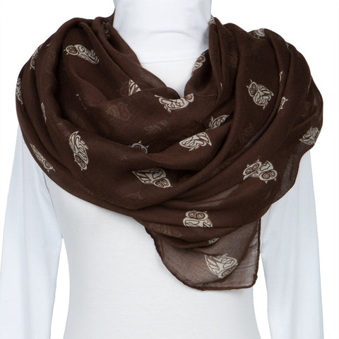 Brown Owl Repeat All-Over Scarf