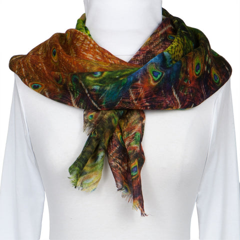 Peacock Feathers All-Over Scarf