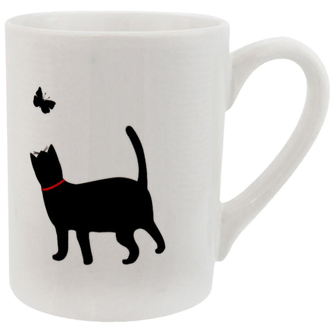 Cat Chasing Butterfly Prints Coffee Mug