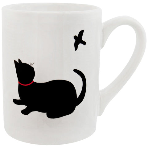 Cat Looking At Bird Prints Coffee Mug