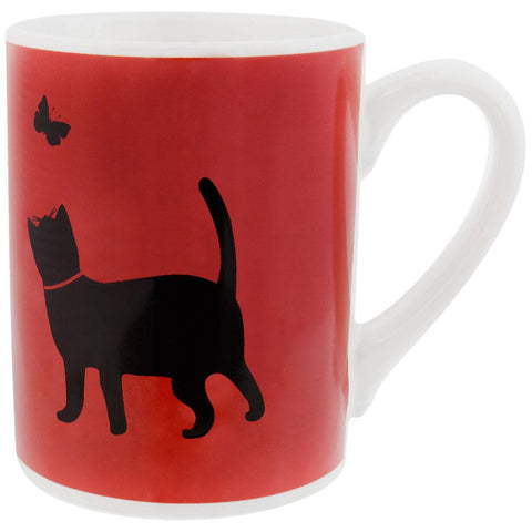 Cat Chasing Butterfly Prints Coffee Mug