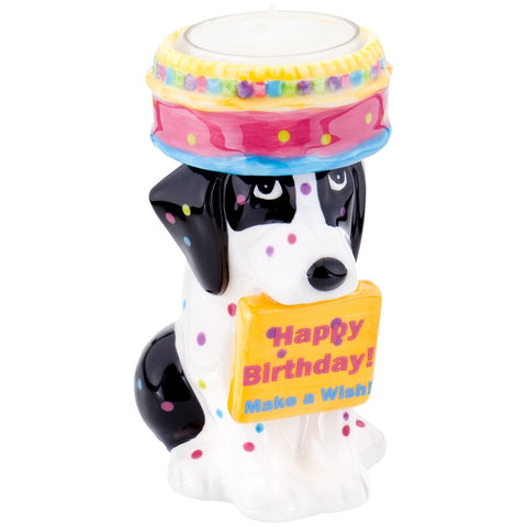 Foxhound Puppy With Birthday Cake Candle Holder