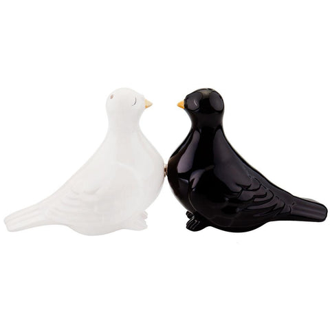 Black & White Doves Magnetic Salt & Pepper Shakers