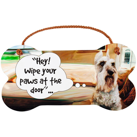 Schnauzer Wipe Your Paws Wall Sign