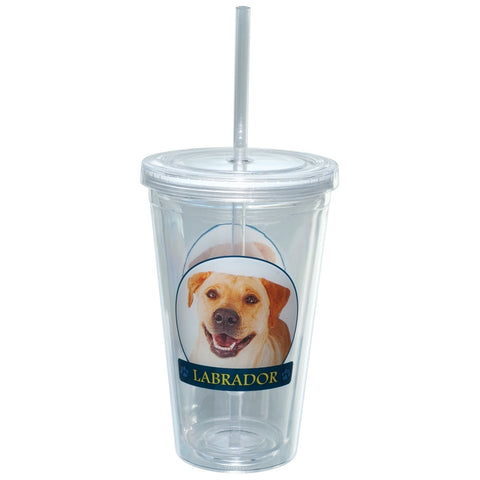 Labrador Retriever Portait Plastic Pint Cup With Straw