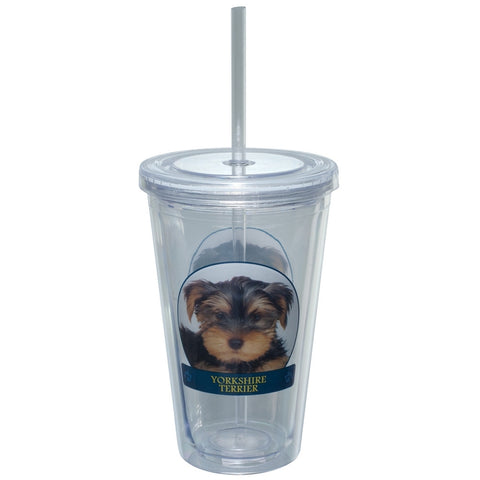 Yorkshire Terrier Portait Plastic Pint Cup With Straw