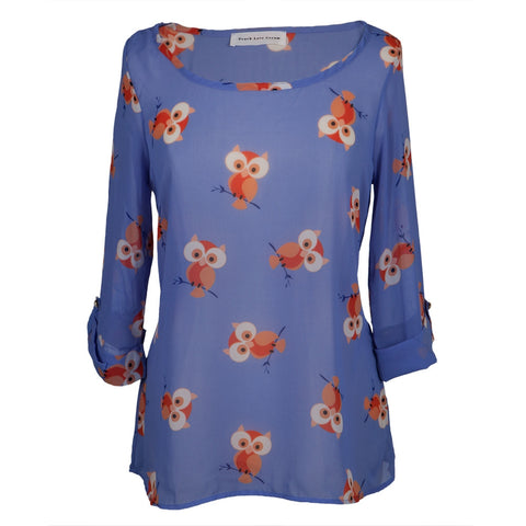 Owl on a Branch All-Over Women's Blouse