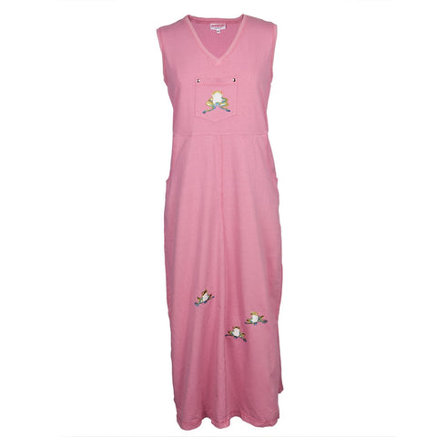 Tree Frogs Embroidered Pink Women's Dress