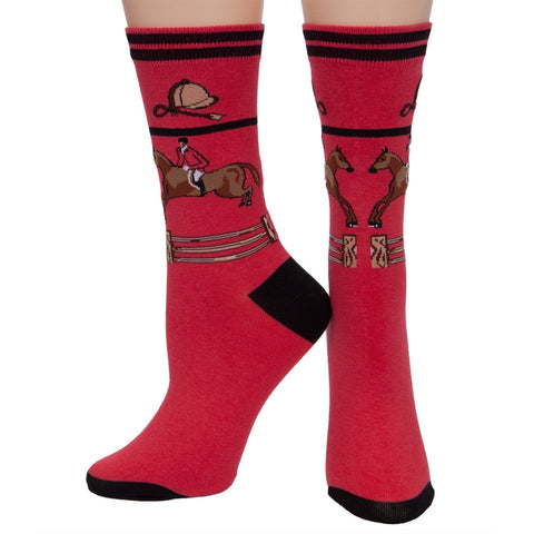 Horse Equestrian Red Women's Socks