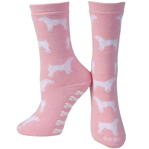 Jack Russell Pink Girls Youth Slipper Socks