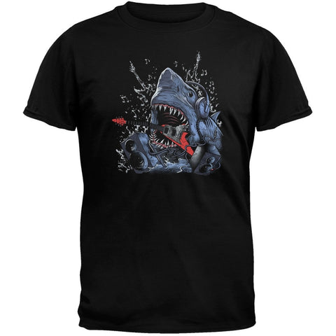 Jaws Of Life Shark Guitar Black T-Shirt