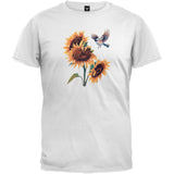 Chickadee Sunflower Up And Over White T-Shirt