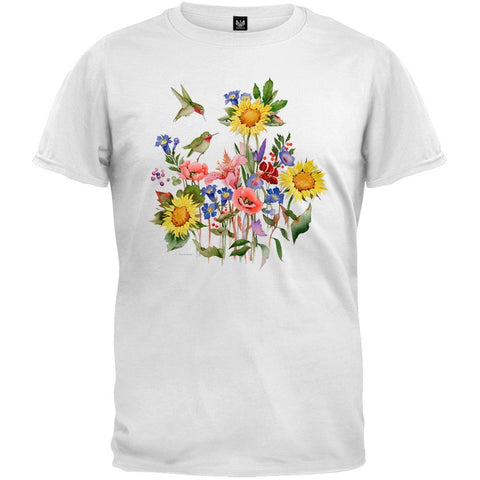 Sunflowers and Hummers White T-Shirt