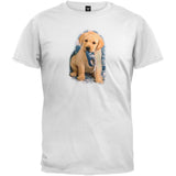 Lab Puppy With Shoe Light Blue T-Shirt