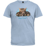 Kittens On Blue Gingham White T-Shirt