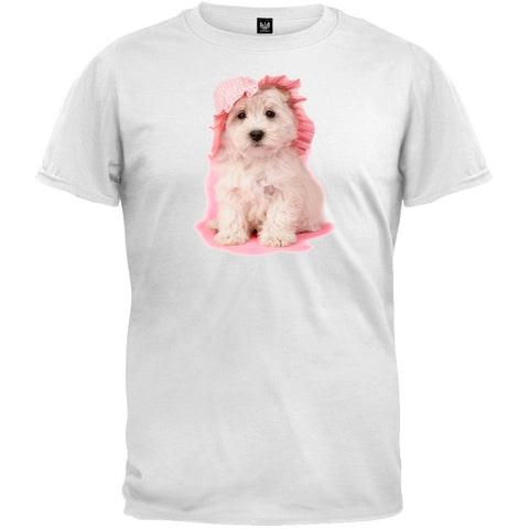 Pup In Pink White T-Shirt