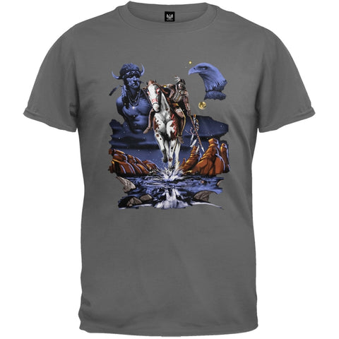 Native American Warrior Steel Gray T-Shirt