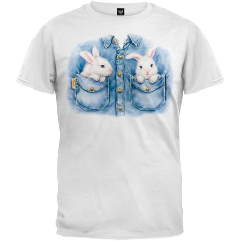 Pocket Bunny White T-Shirt