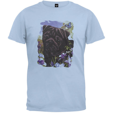 Black Pug Light Blue T-Shirt