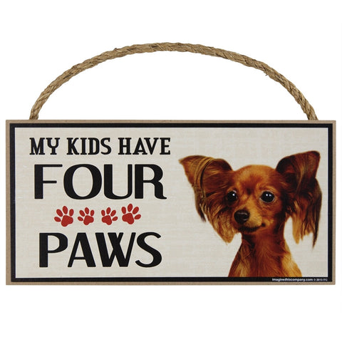 Toy Fox Terrier My Kids Have Four Paws Wood Sign