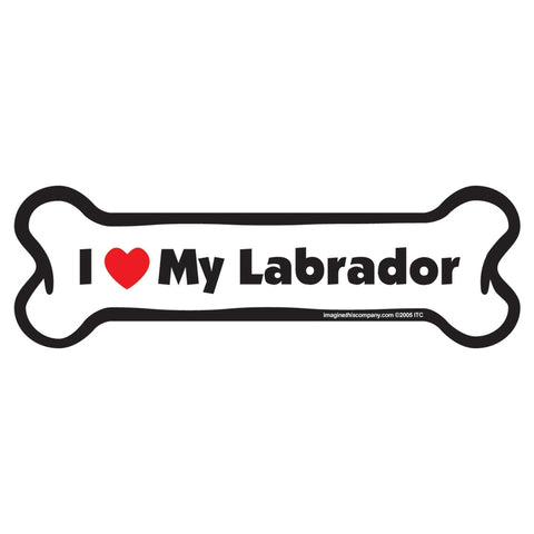I Love My Labrador Bone Car Magnet
