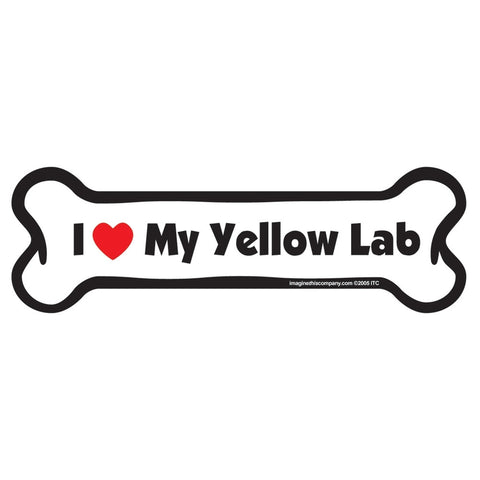 I Love My Yellow Lab Bone Car Magnet