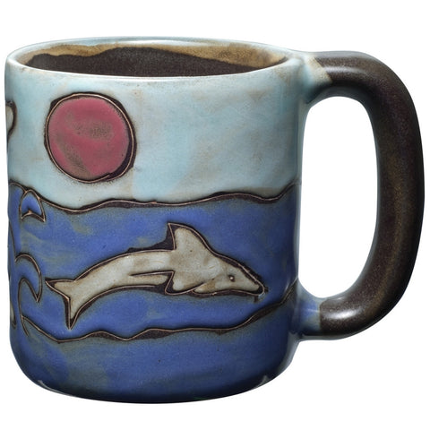 Dolphins Splashing Hand-Etched Mug